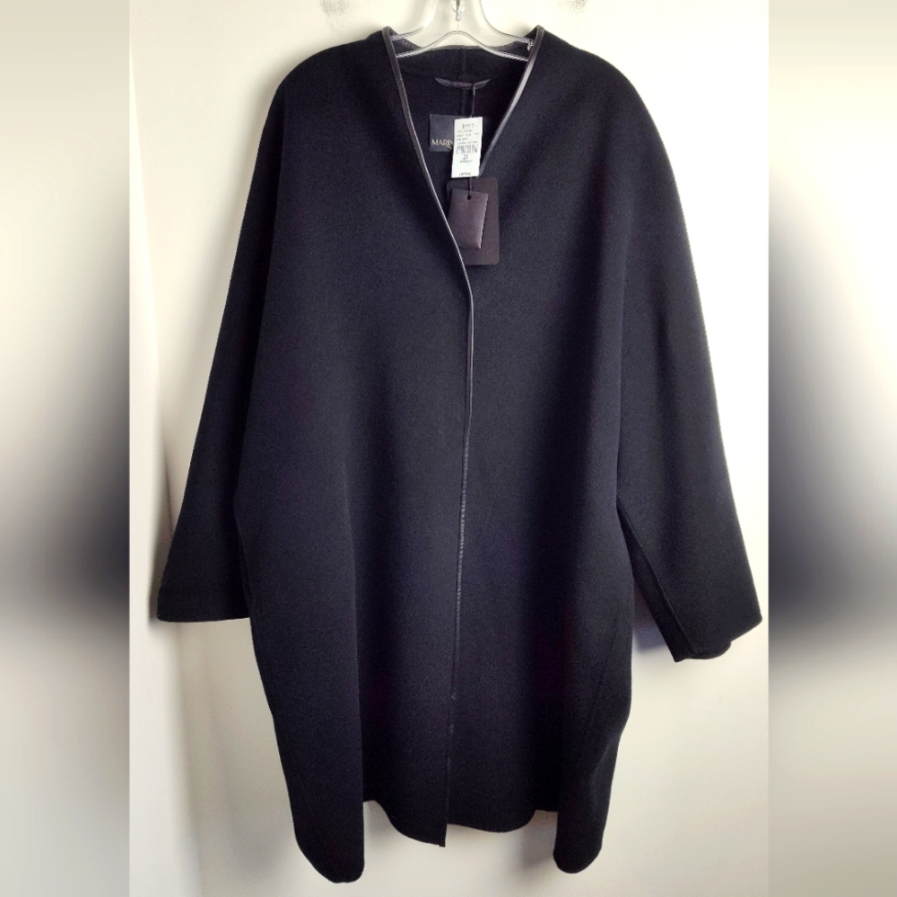 NWT Marina Rinaldi Black Wool Coat high quality designer 22 plus size oversized